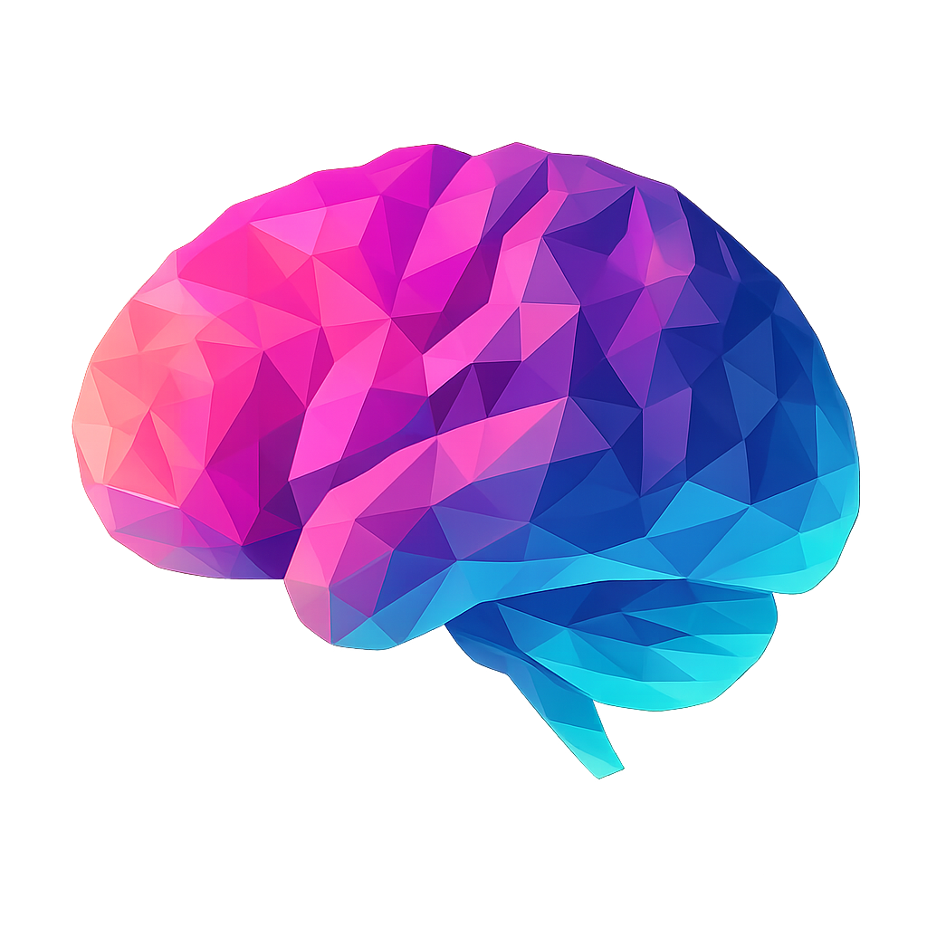 Low-poly colorful brain